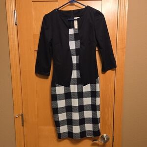Elegant Black and White Checkered Dress